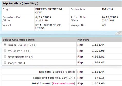 2go ticket price